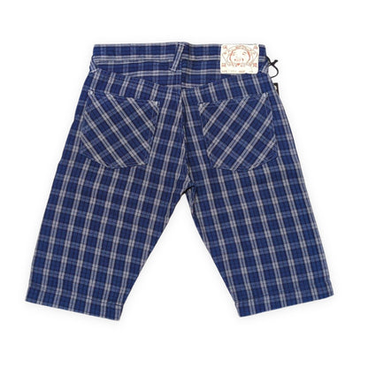 EVISU 7550 Check Cotton Shorts Blue Size 32