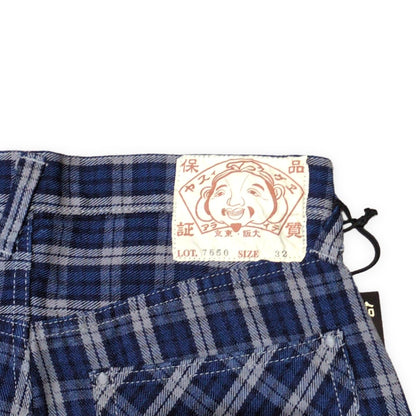 EVISU 7550 Check Cotton Shorts Blue Size 32