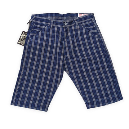 EVISU 7550 Check Cotton Shorts Blue Size 34