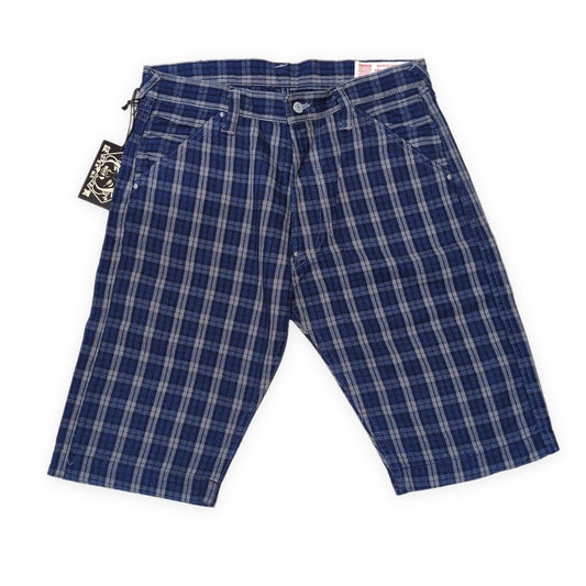 EVISU 7550 Check Cotton Shorts Blue Size 34