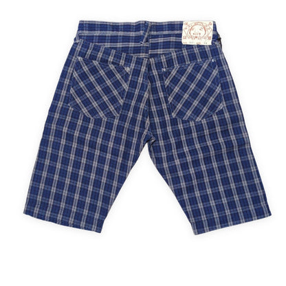 EVISU 7550 Check Cotton Shorts Blue Size 34