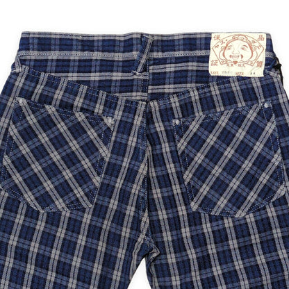 EVISU 7550 Check Cotton Shorts Blue Size 34