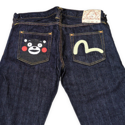 EVISU Lot.1977 Blue Kumamon Selvedge Jeans Size 31
