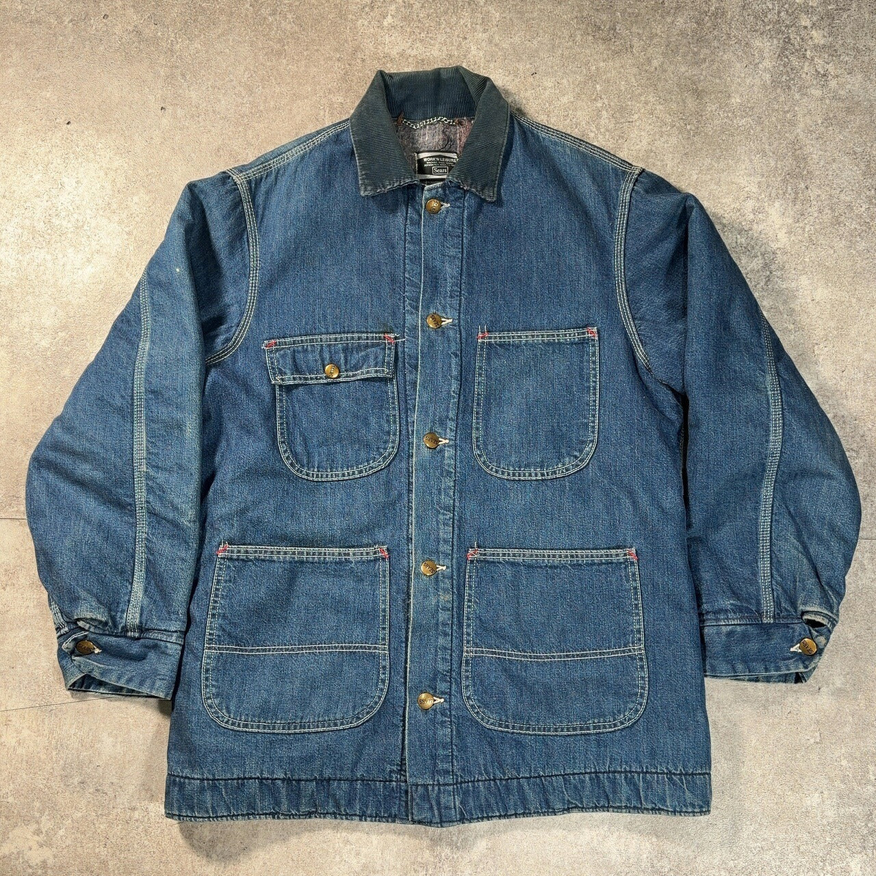 Sears 70s Work Leisure Blanket Lined Denim Coverall Jacket Size M