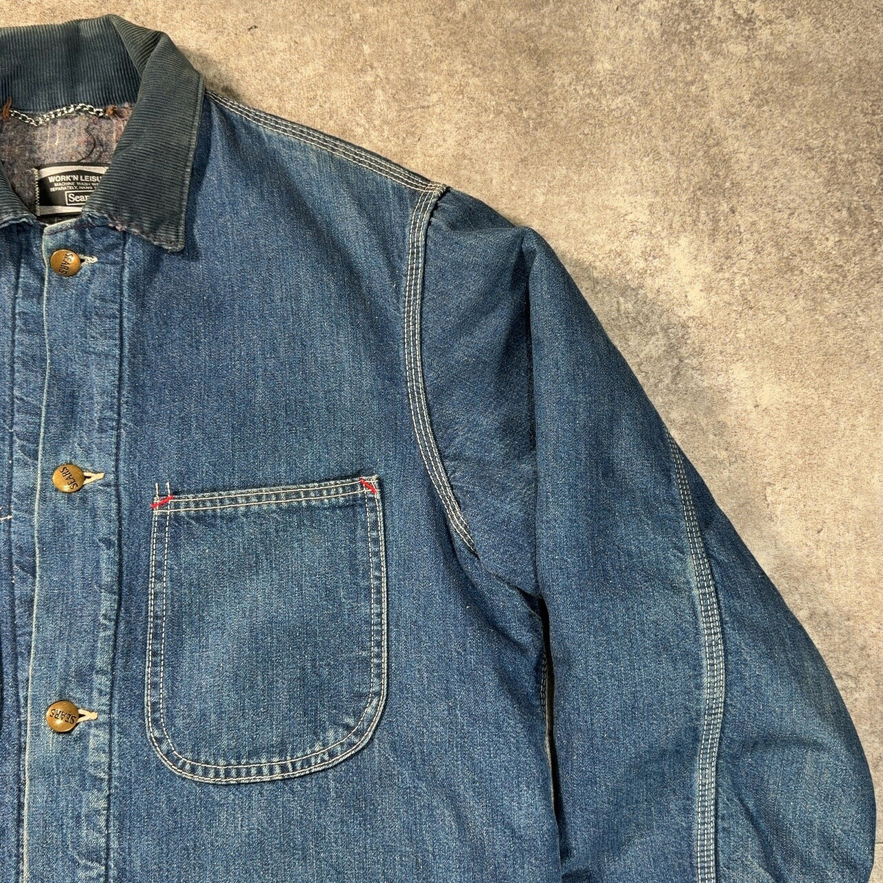 Sears 70s Work Leisure Blanket Lined Denim Coverall Jacket Size M