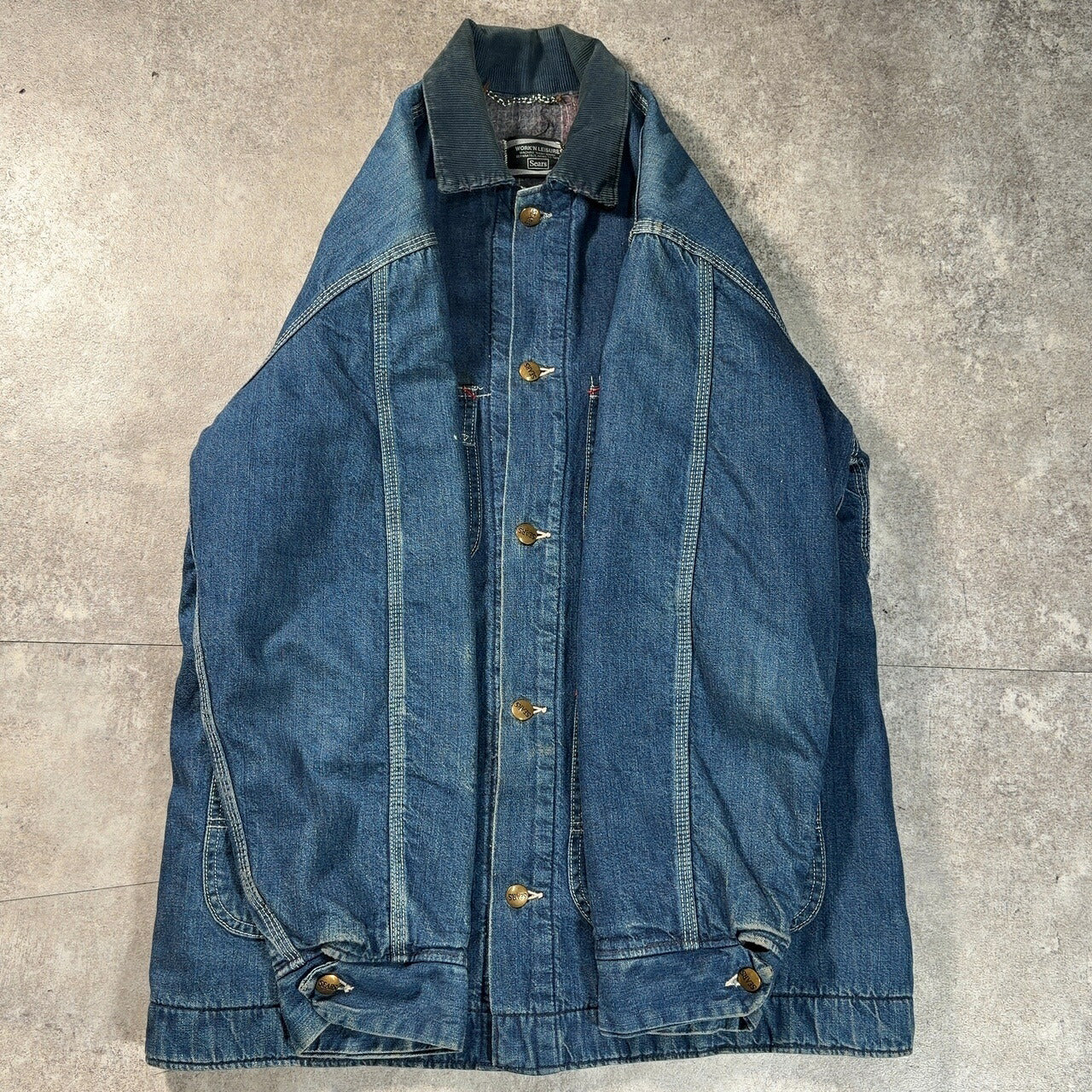 Sears 70s Work Leisure Blanket Lined Denim Coverall Jacket Size M