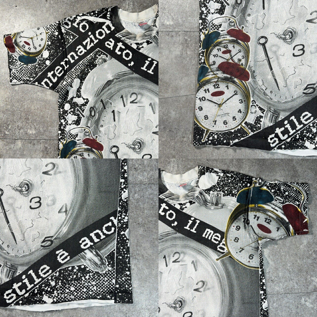 FRUIT OF THE LOOM 90s Clock Overprint Watch Size L