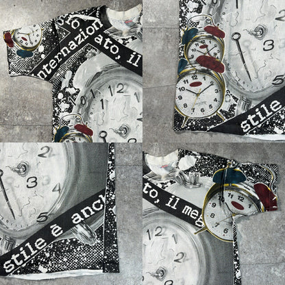 FRUIT OF THE LOOM 90s Clock Overprint Watch Size L