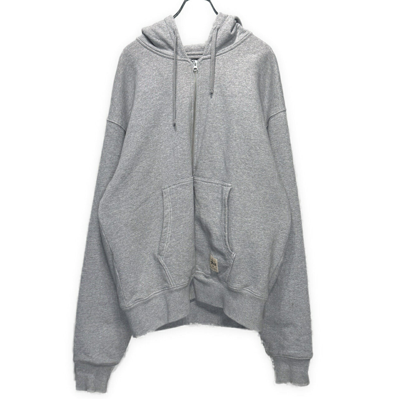 STUSSY Gray Double Face Label Full Zip Hoodie Size XL