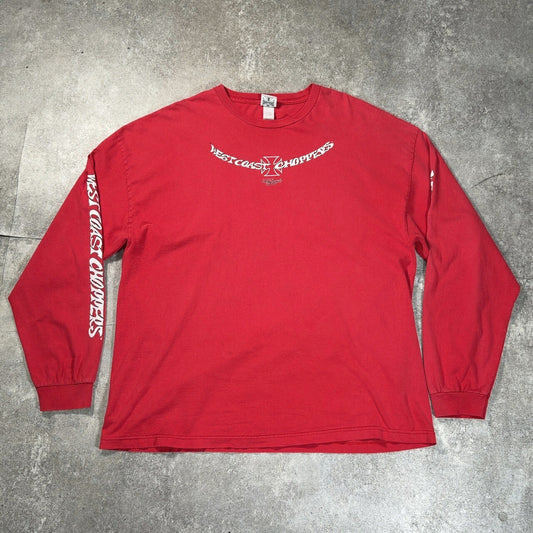 West Coast Choppers 00s Faded Red 4-Print Long Sleeve Tee Size 3XL
