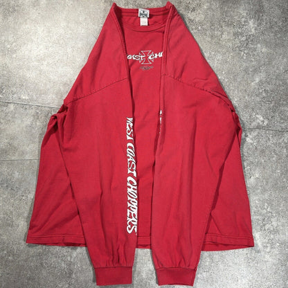 West Coast Choppers 00s Faded Red 4-Print Long Sleeve Tee Size 3XL