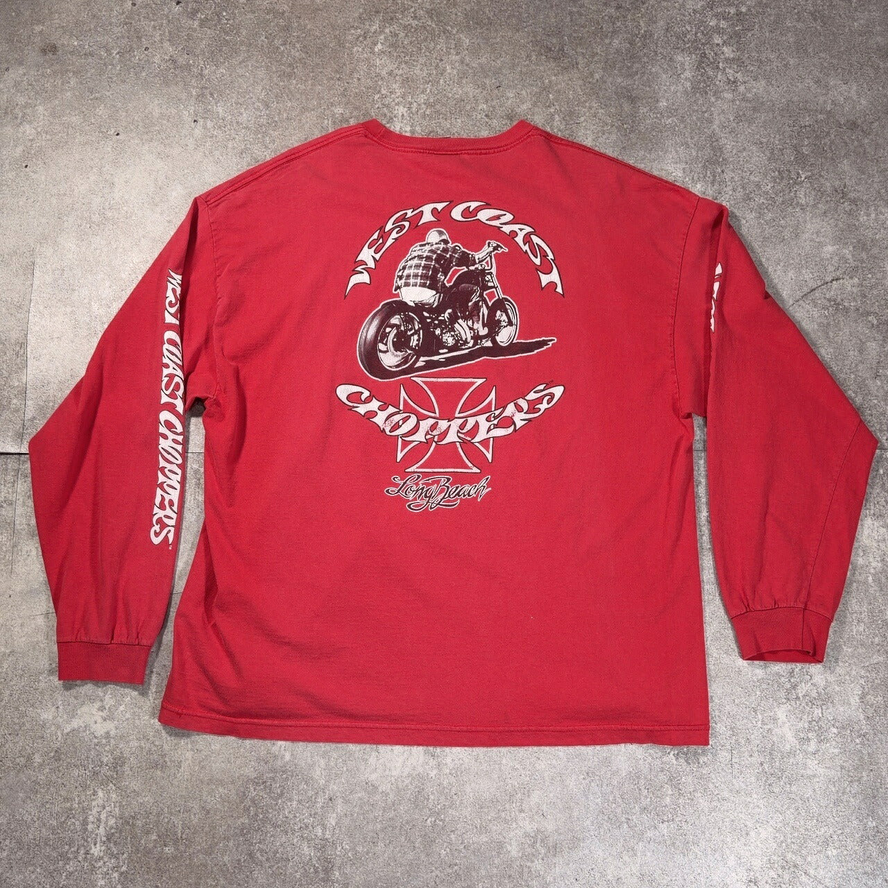 West Coast Choppers 00s Faded Red 4-Print Long Sleeve Tee Size 3XL