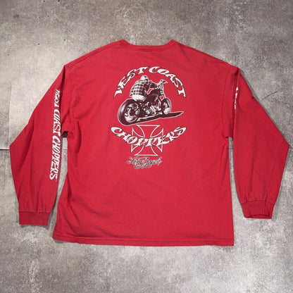 West Coast Choppers 00s Faded Red 4-Print Long Sleeve Tee Size 3XL