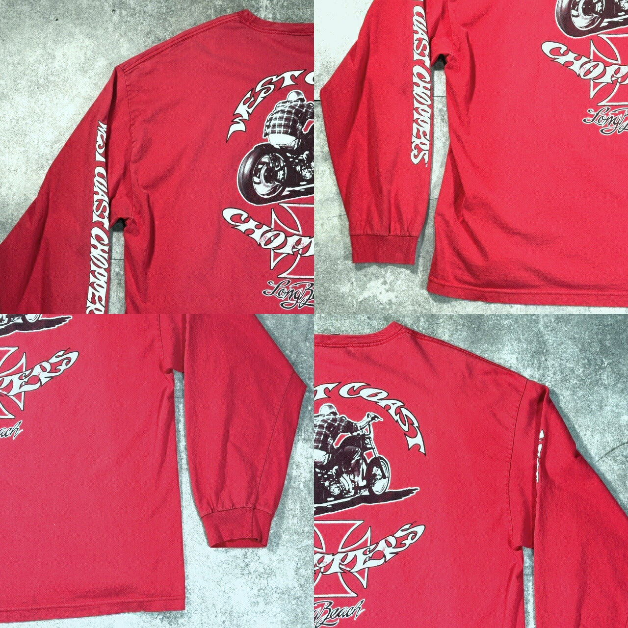 West Coast Choppers 00s Faded Red 4-Print Long Sleeve Tee Size 3XL