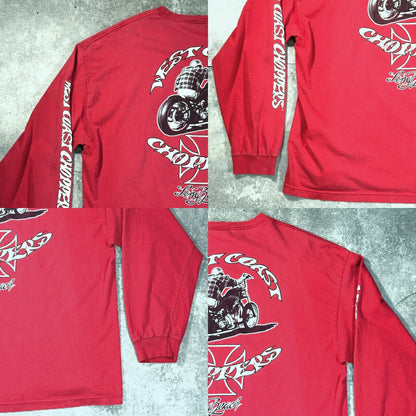 West Coast Choppers 00s Faded Red 4-Print Long Sleeve Tee Size 3XL