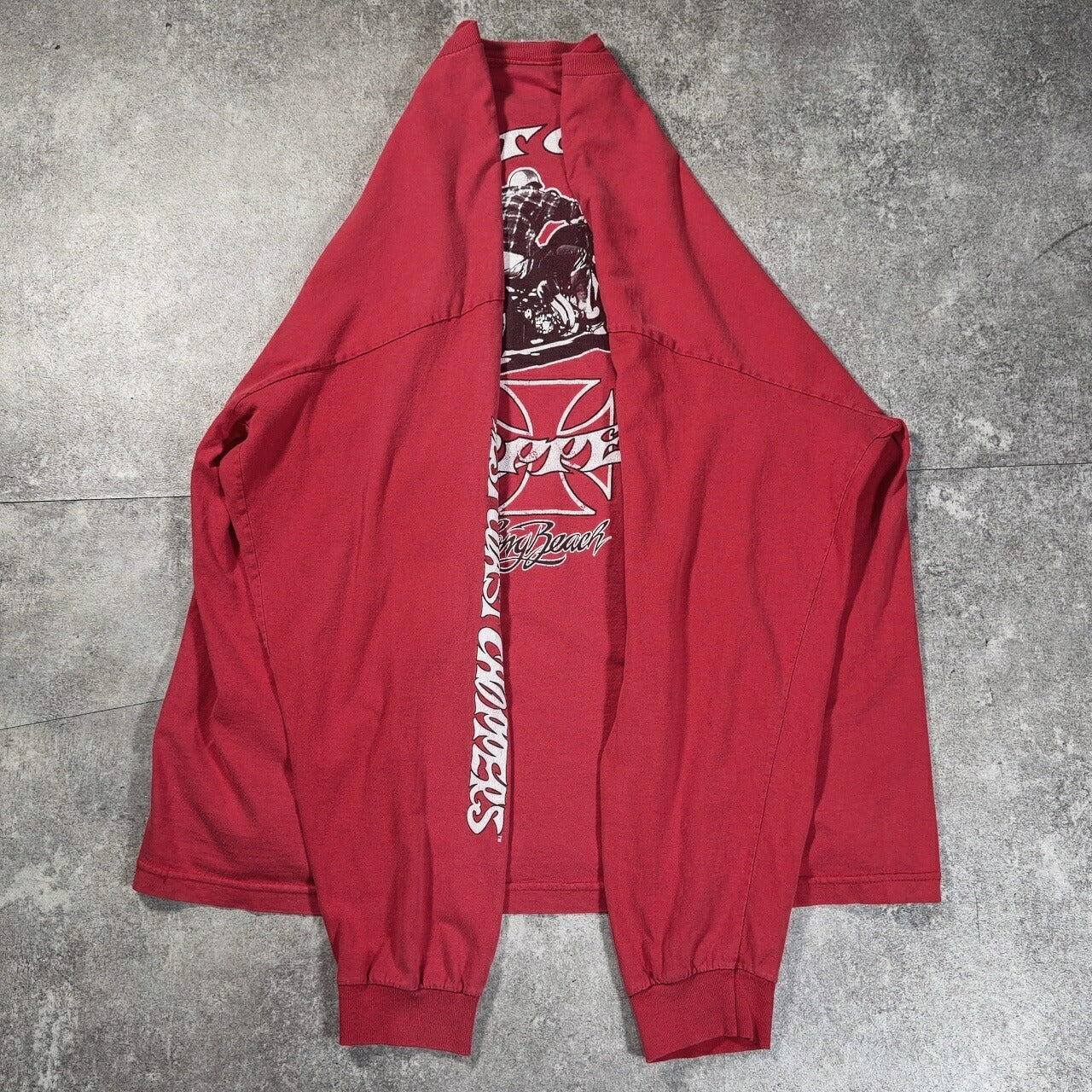 West Coast Choppers 00s Faded Red 4-Print Long Sleeve Tee Size 3XL