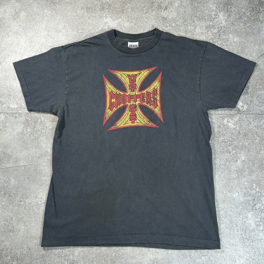 West Coast Choppers 00s Biker Skull Graphic T-Shirt Size L