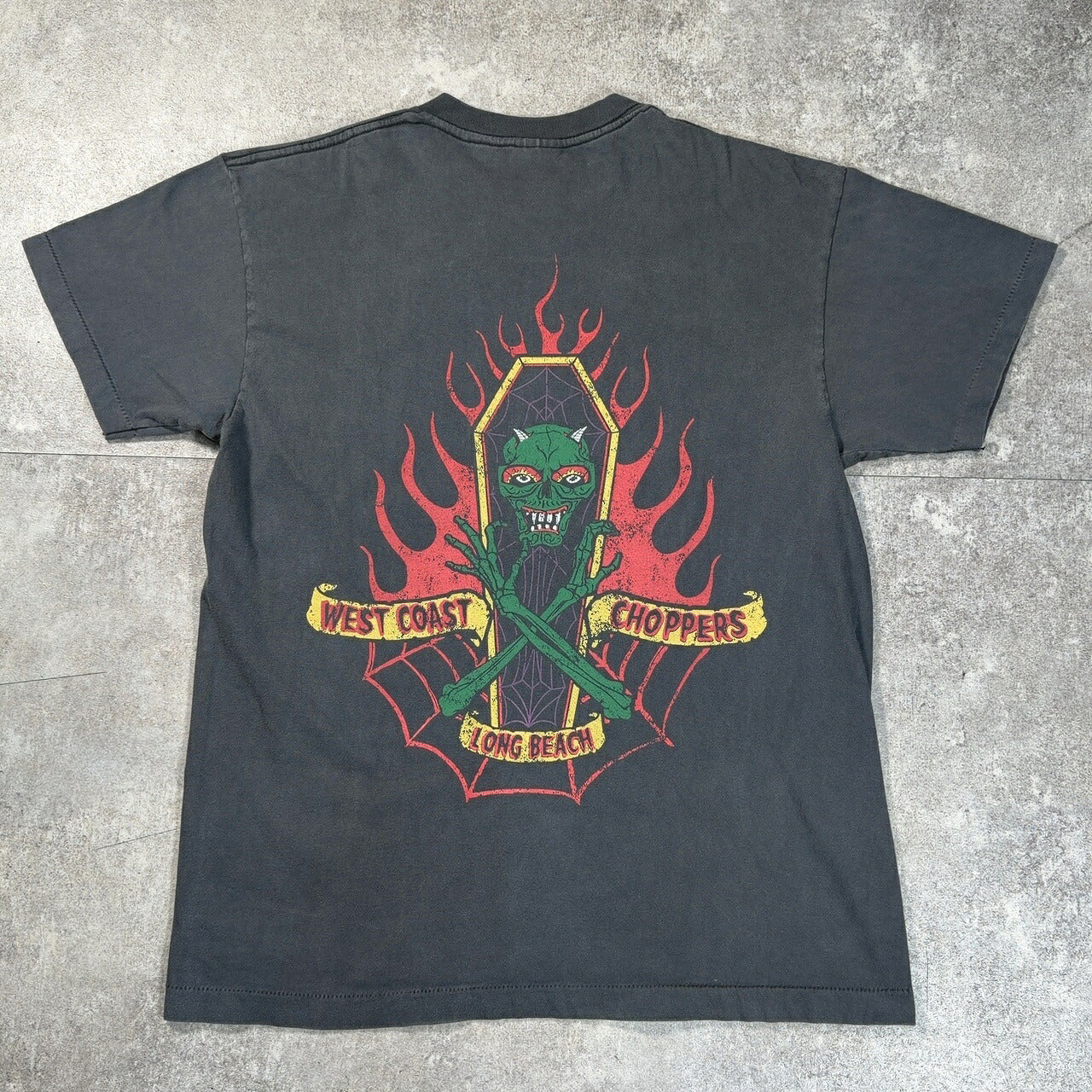 West Coast Choppers 00s Biker Skull Graphic T-Shirt Size L