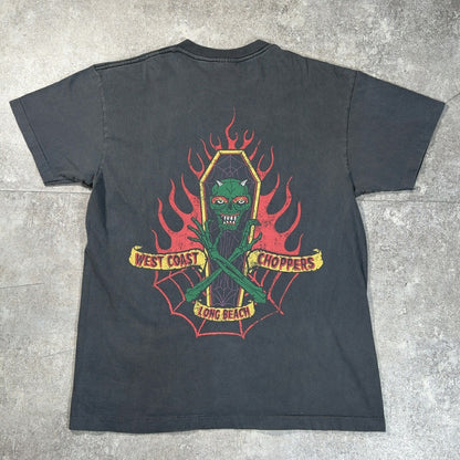 West Coast Choppers 00s Biker Skull Graphic T-Shirt Size L