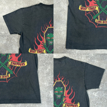 West Coast Choppers 00s Biker Skull Graphic T-Shirt Size L