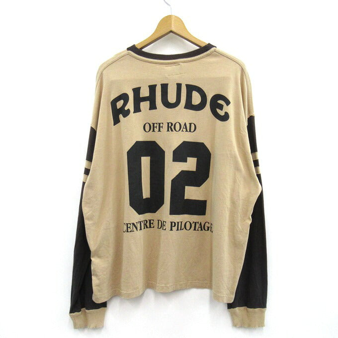 RHUDE Long Sleeve Print T-Shirt Beige Size L