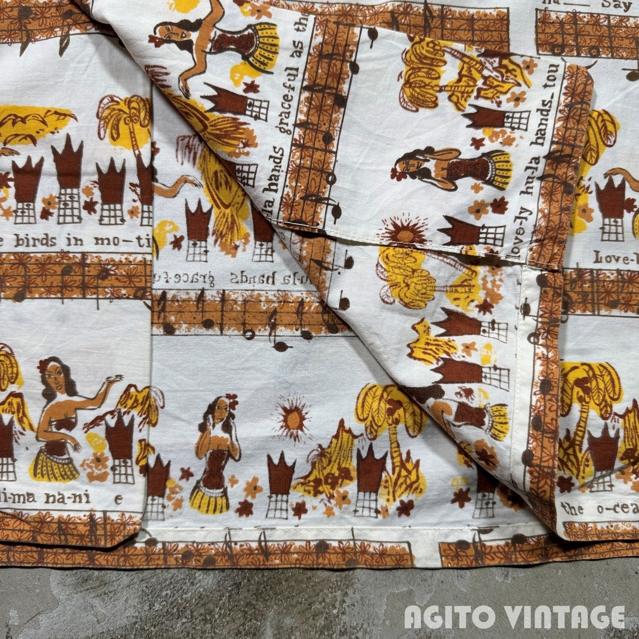 Lei-O-Hawaii 50s Vintage Cotton Hawaiian Hula Girl Shirt Size XL