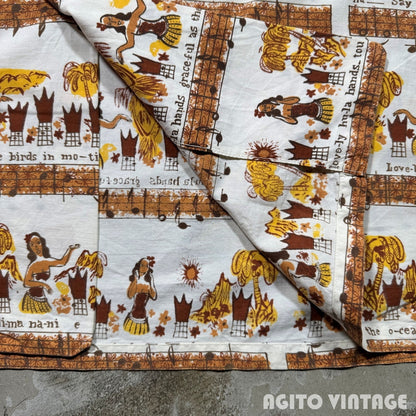 Lei-O-Hawaii 50s Vintage Cotton Hawaiian Hula Girl Shirt Size XL