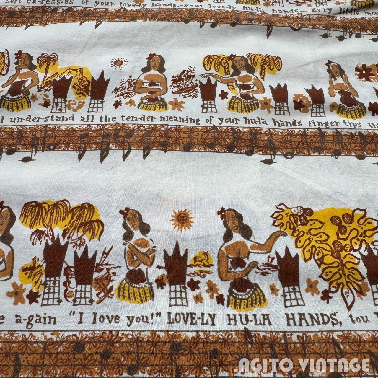 Lei-O-Hawaii 50s Vintage Cotton Hawaiian Hula Girl Shirt Size XL