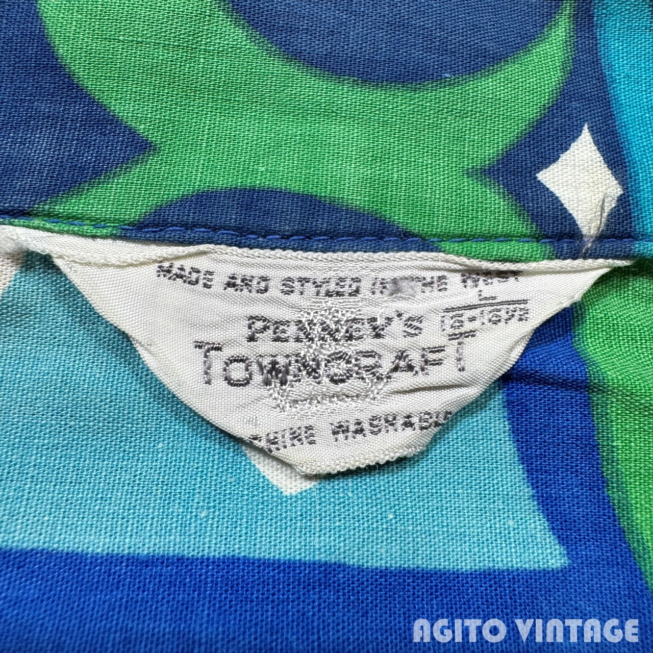 TOWNCRAFT 60s PENNEY'S Print Cotton S/S Shirt Size L