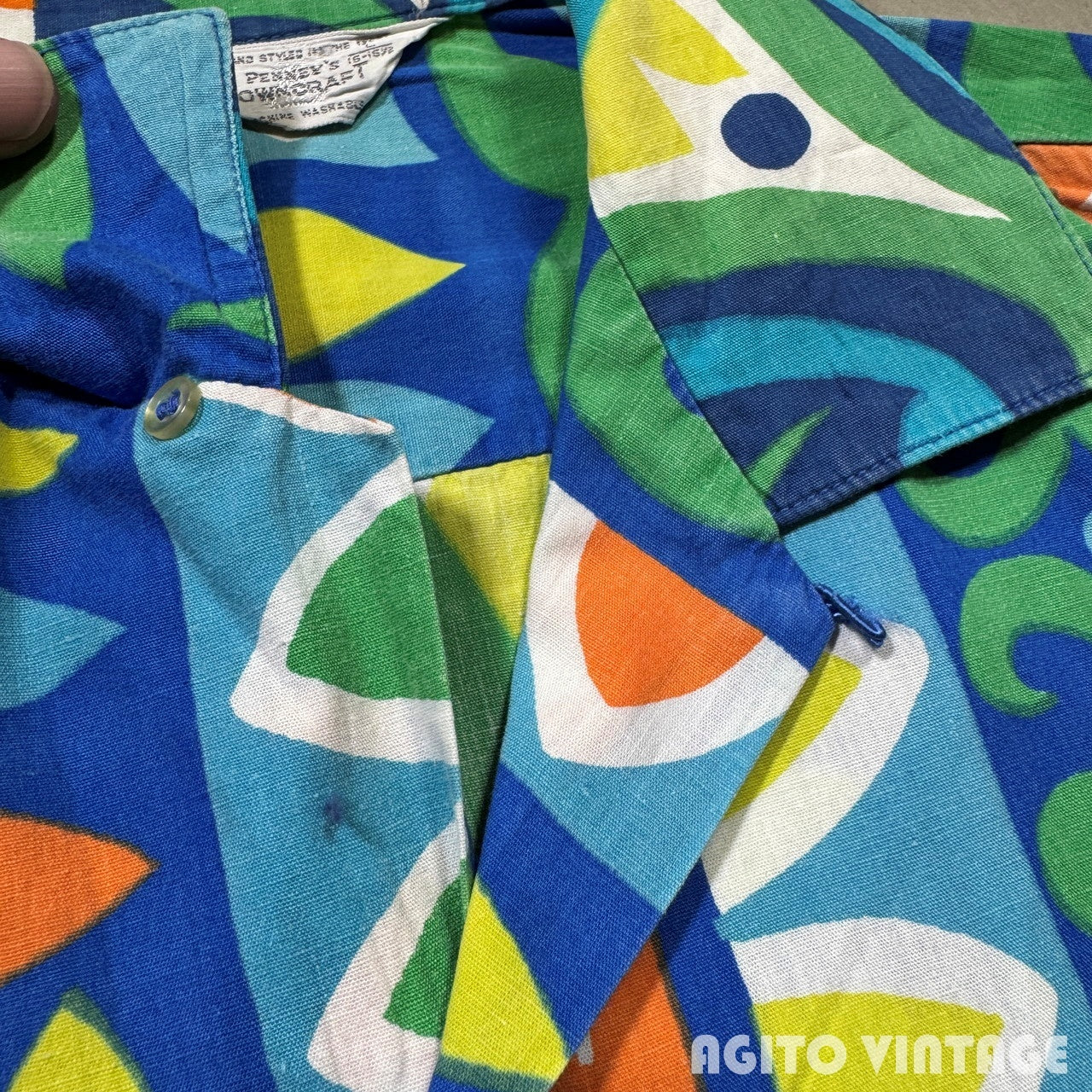 TOWNCRAFT 60s PENNEY'S Print Cotton S/S Shirt Size L