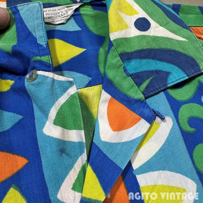 TOWNCRAFT 60s PENNEY'S Print Cotton S/S Shirt Size L