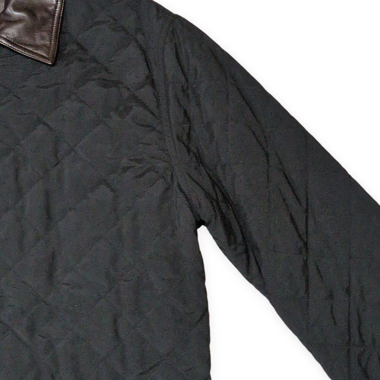Salvatore Ferragamo 90s-00s Quilted Leather Collar Jacket Size 48