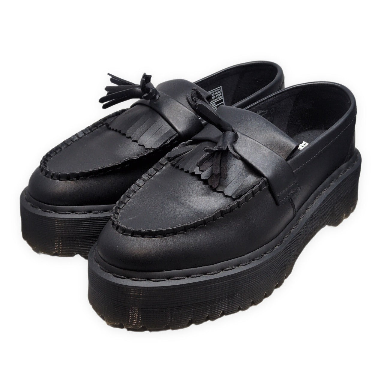 Dr.Martens V Adrian Quad Mono Tassel Vegan Black Loafers Size UK7