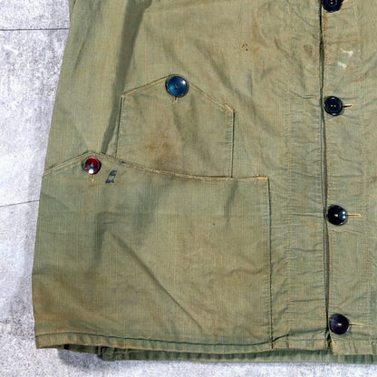 Unknown 50s Vintage Leather Patch Hunting Vest Green Size L