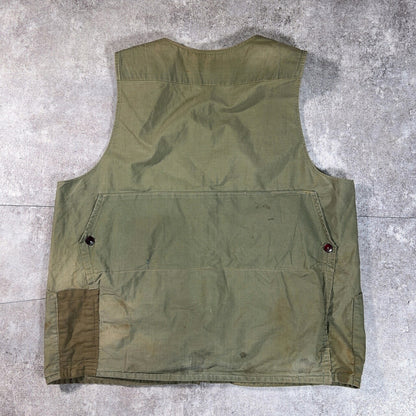 Unknown 50s Vintage Leather Patch Hunting Vest Green Size L