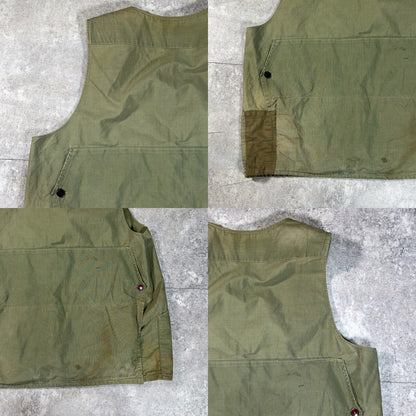 Unknown 50s Vintage Leather Patch Hunting Vest Green Size L