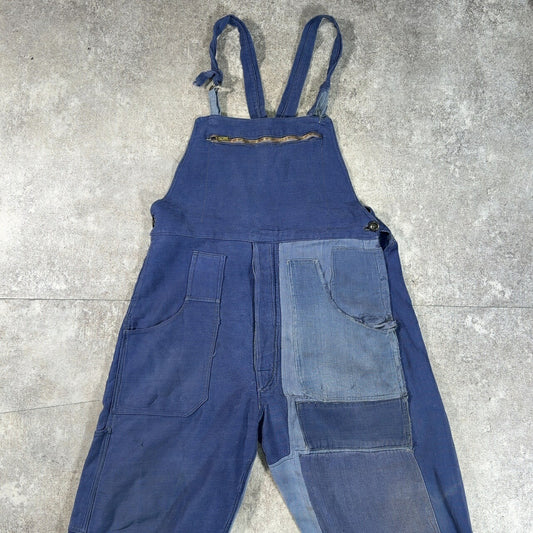 Unknown 50s-60s French Moleskin Patchwork Overalls Vintage