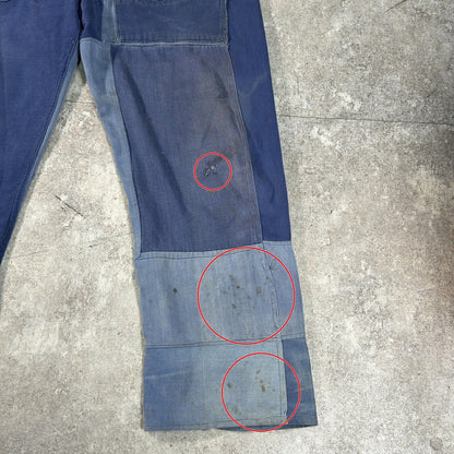 Unknown 50s-60s French Moleskin Patchwork Overalls Vintage