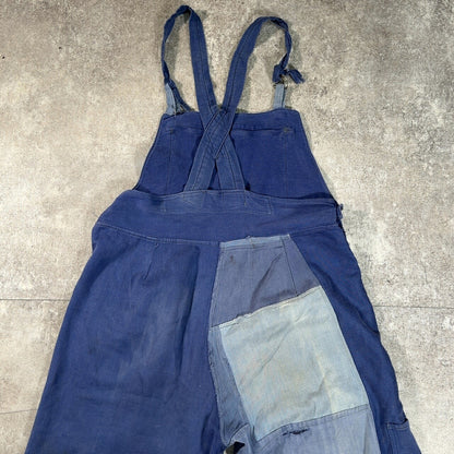 Unknown 50s-60s French Moleskin Patchwork Overalls Vintage