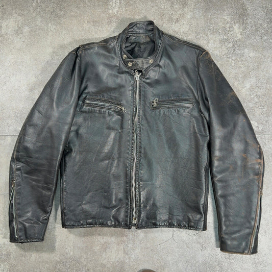 KIRK'S Vintage Single Rider Leather Jacket Black Size M