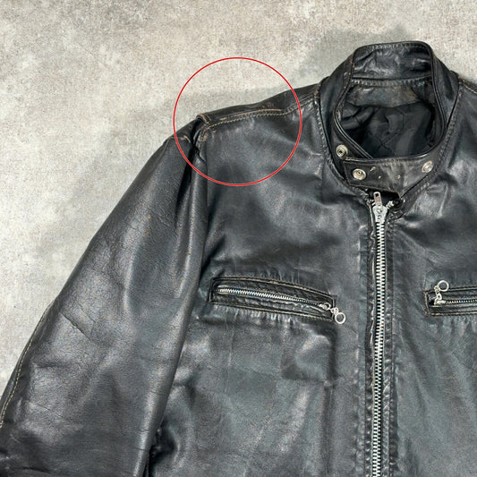 KIRK'S Vintage Single Rider Leather Jacket Black Size M