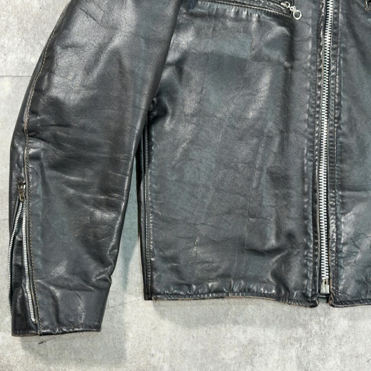 KIRK'S Vintage Single Rider Leather Jacket Black Size M