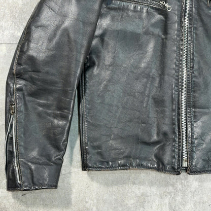 KIRK'S Vintage Single Rider Leather Jacket Black Size M
