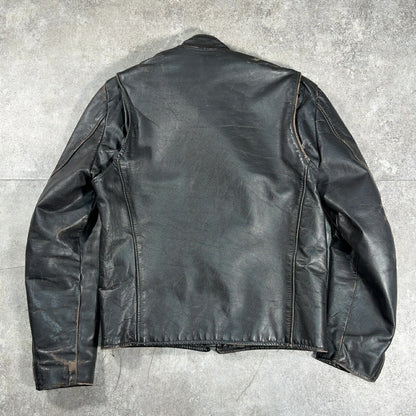 KIRK'S Vintage Single Rider Leather Jacket Black Size M
