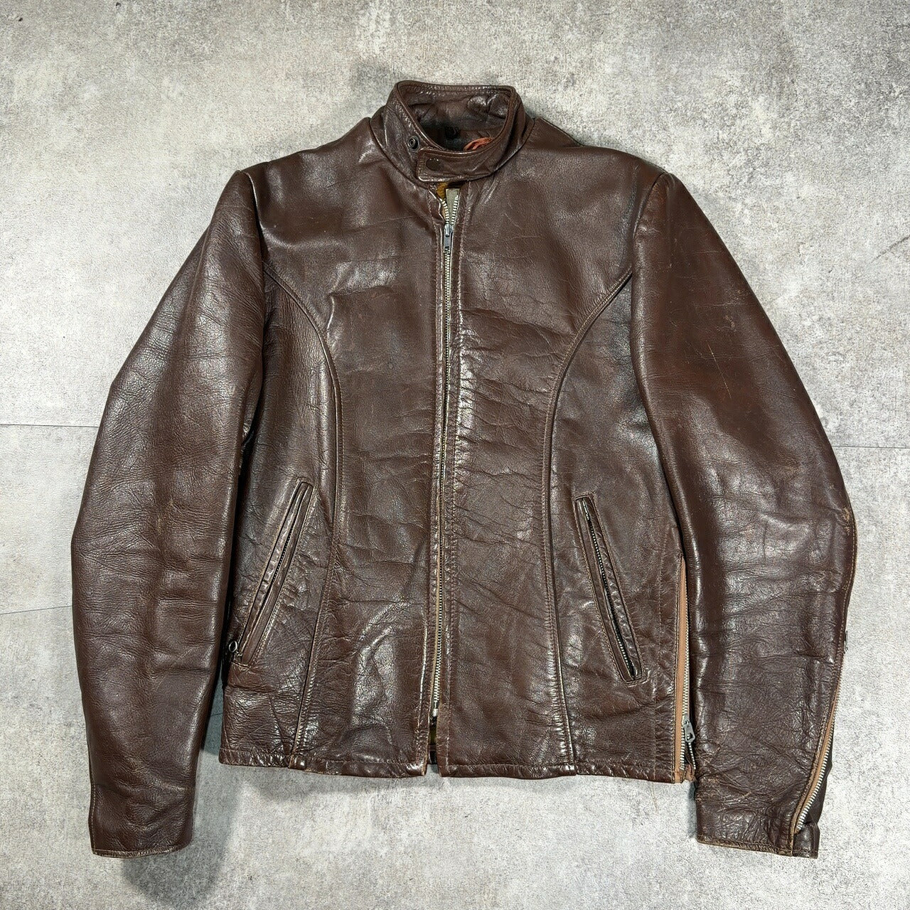 excelled 70s Single Rider Leather Jacket Brown Size M
