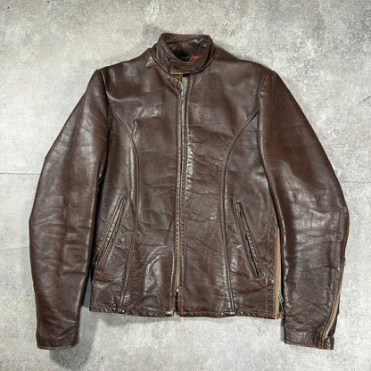 excelled 70s Single Rider Leather Jacket Brown Size M