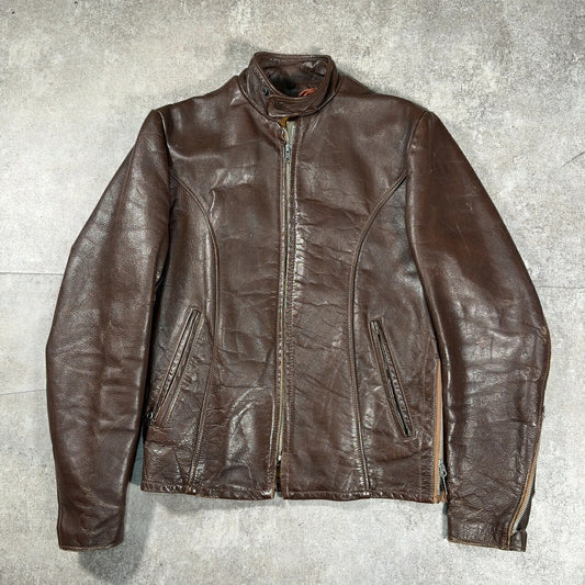 excelled 70s Single Rider Leather Jacket Brown Size M