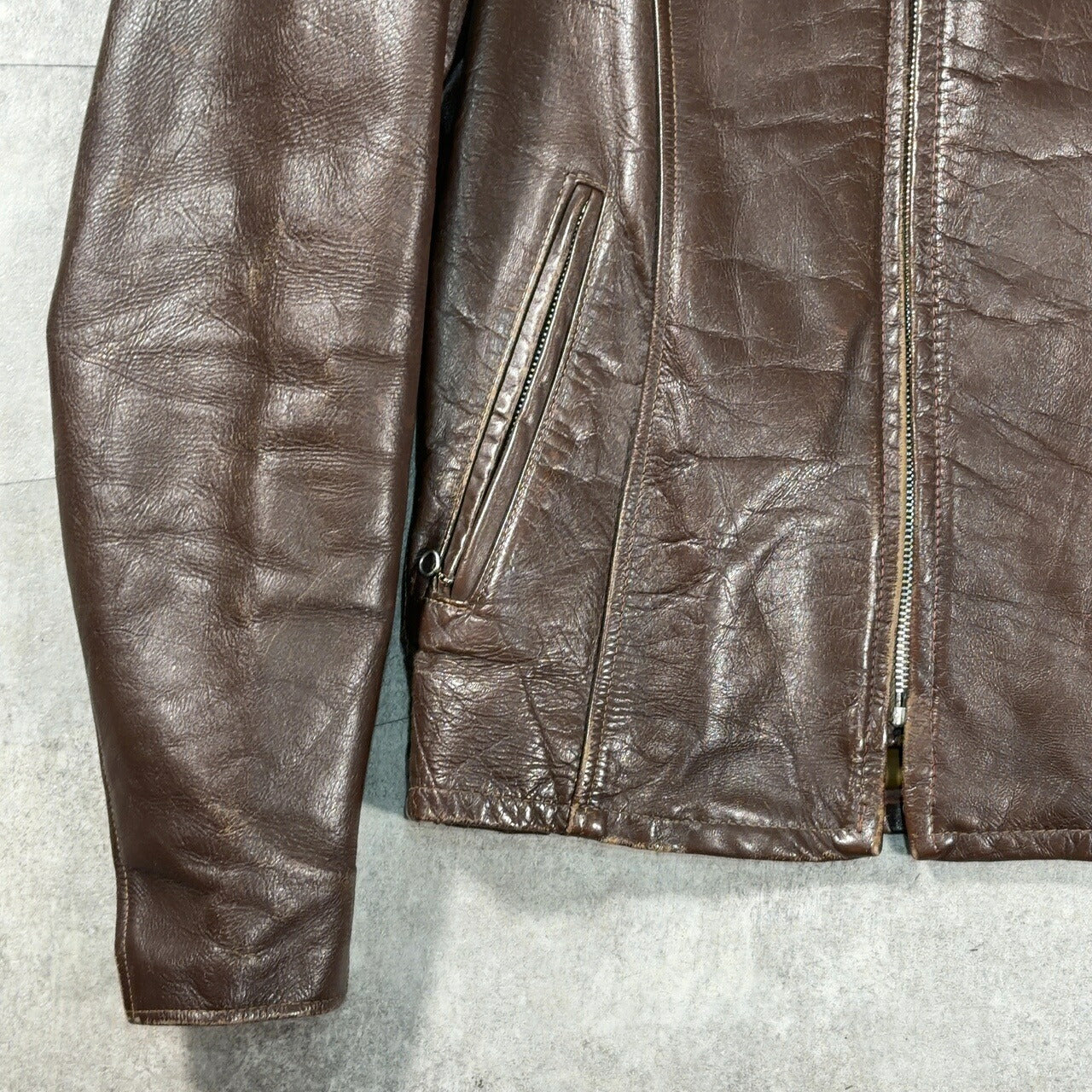 excelled 70s Single Rider Leather Jacket Brown Size M