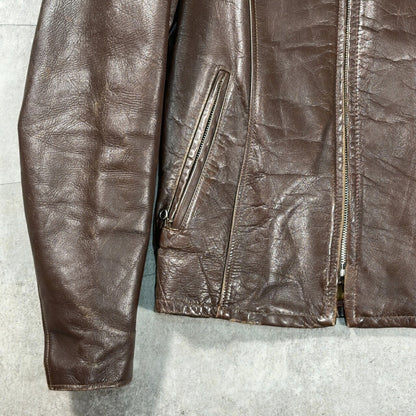excelled 70s Single Rider Leather Jacket Brown Size M