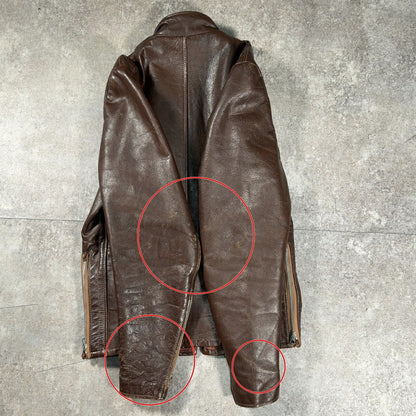 excelled 70s Single Rider Leather Jacket Brown Size M